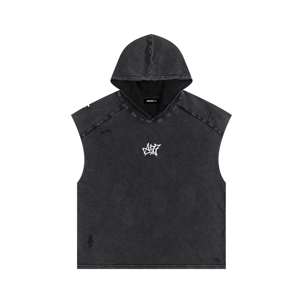 Vintage Washed Sleeveless Hoodie