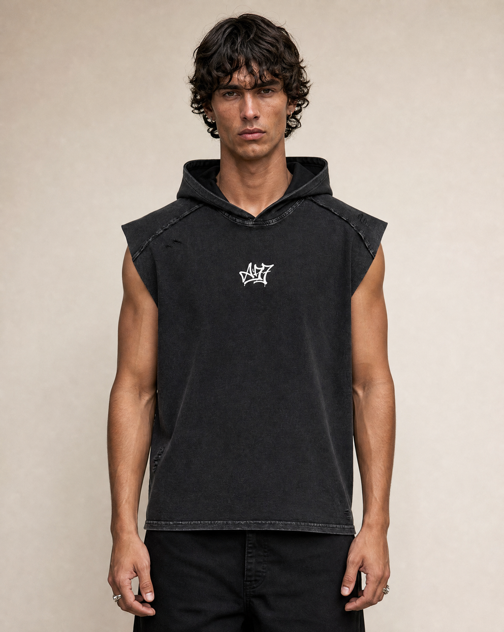 Vintage Washed Sleeveless Hoodie