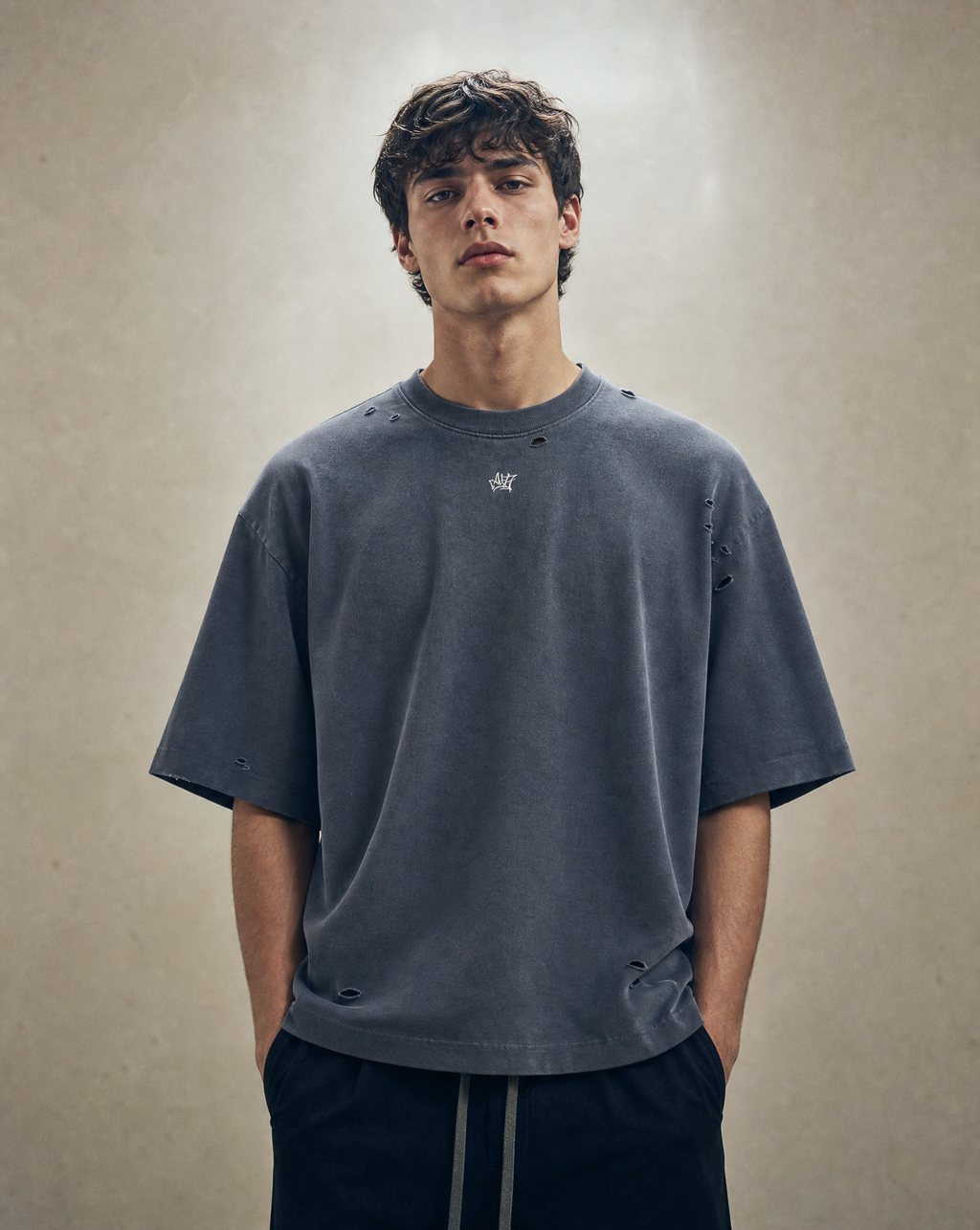 Vintage Hollowed Grey Oversized T-Shirt