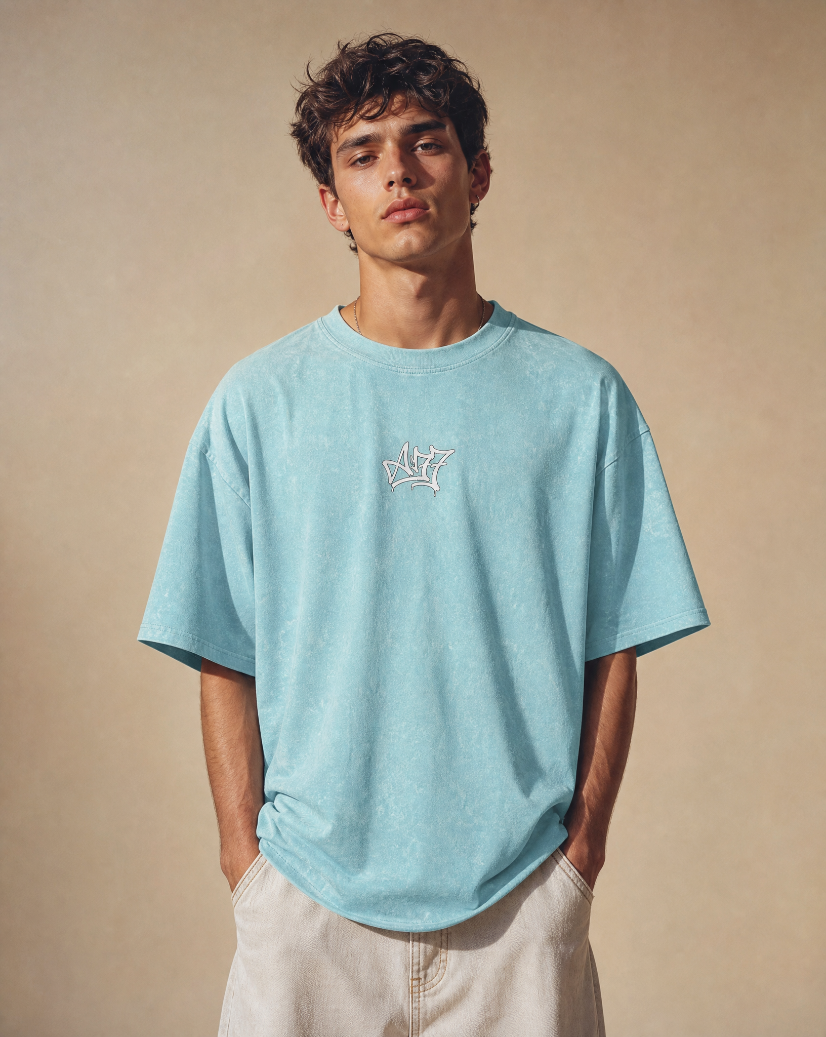 New-To-The-Archive Cyan Oversized T-Shirt