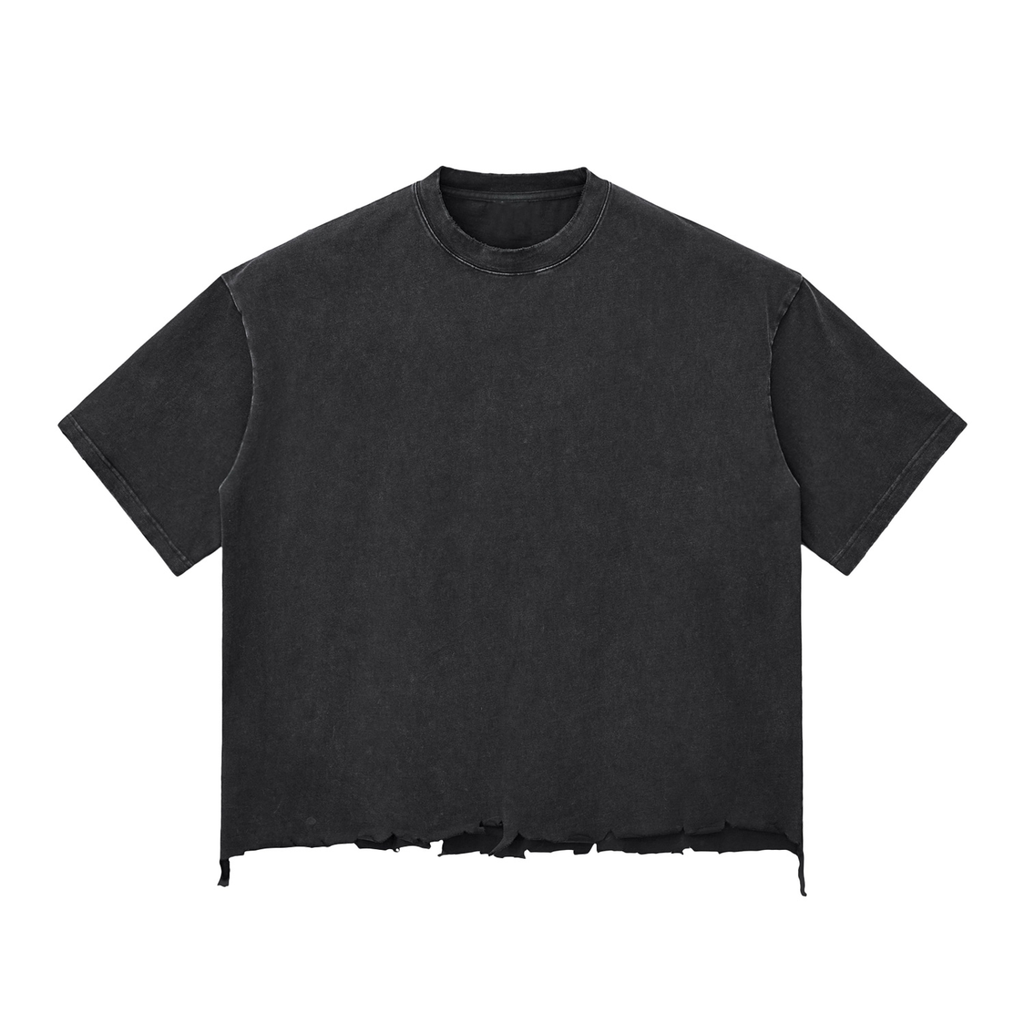 Black Raw-Hem Oversized T-shirt