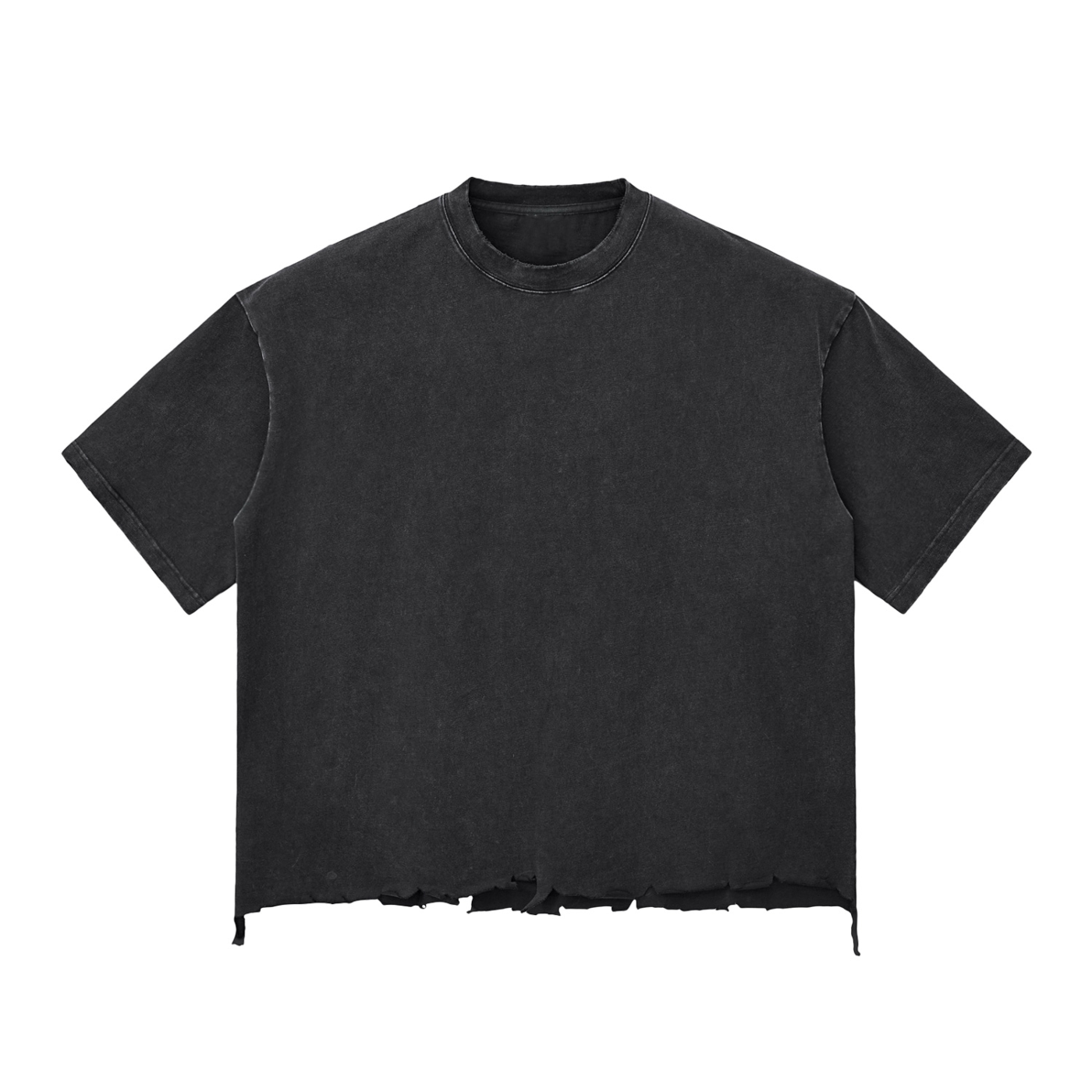 Black Raw-Hem Oversized T-shirt
