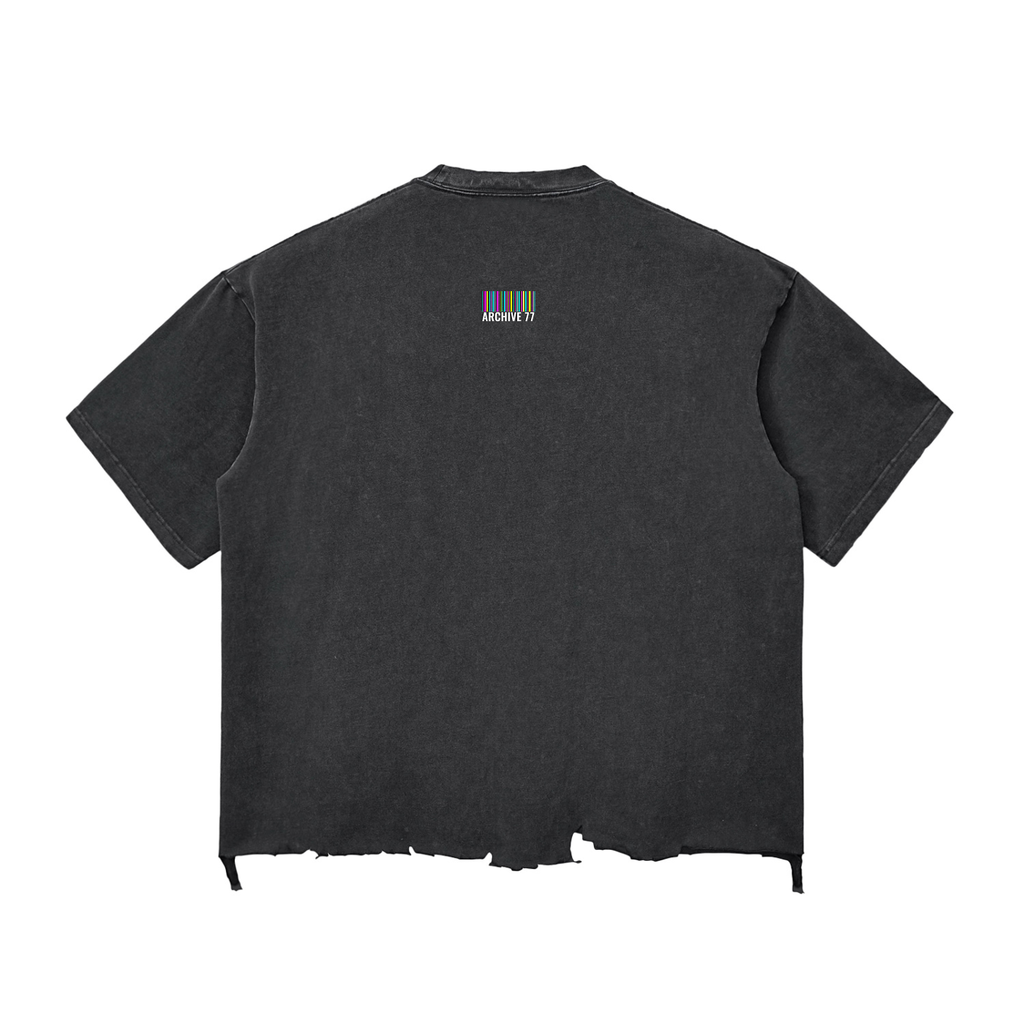Black Raw-Hem Oversized T-shirt