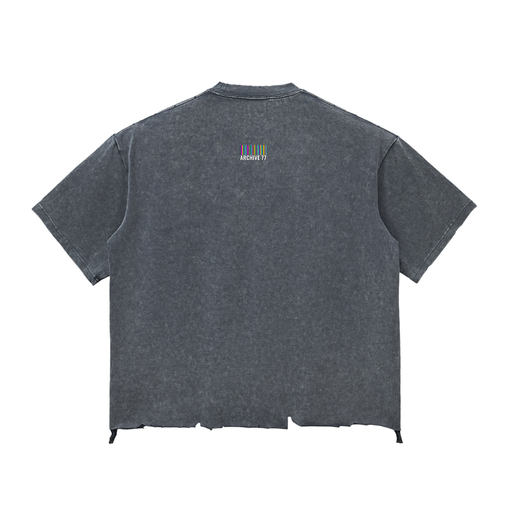 Grey Raw-Hem Oversized T-shirt