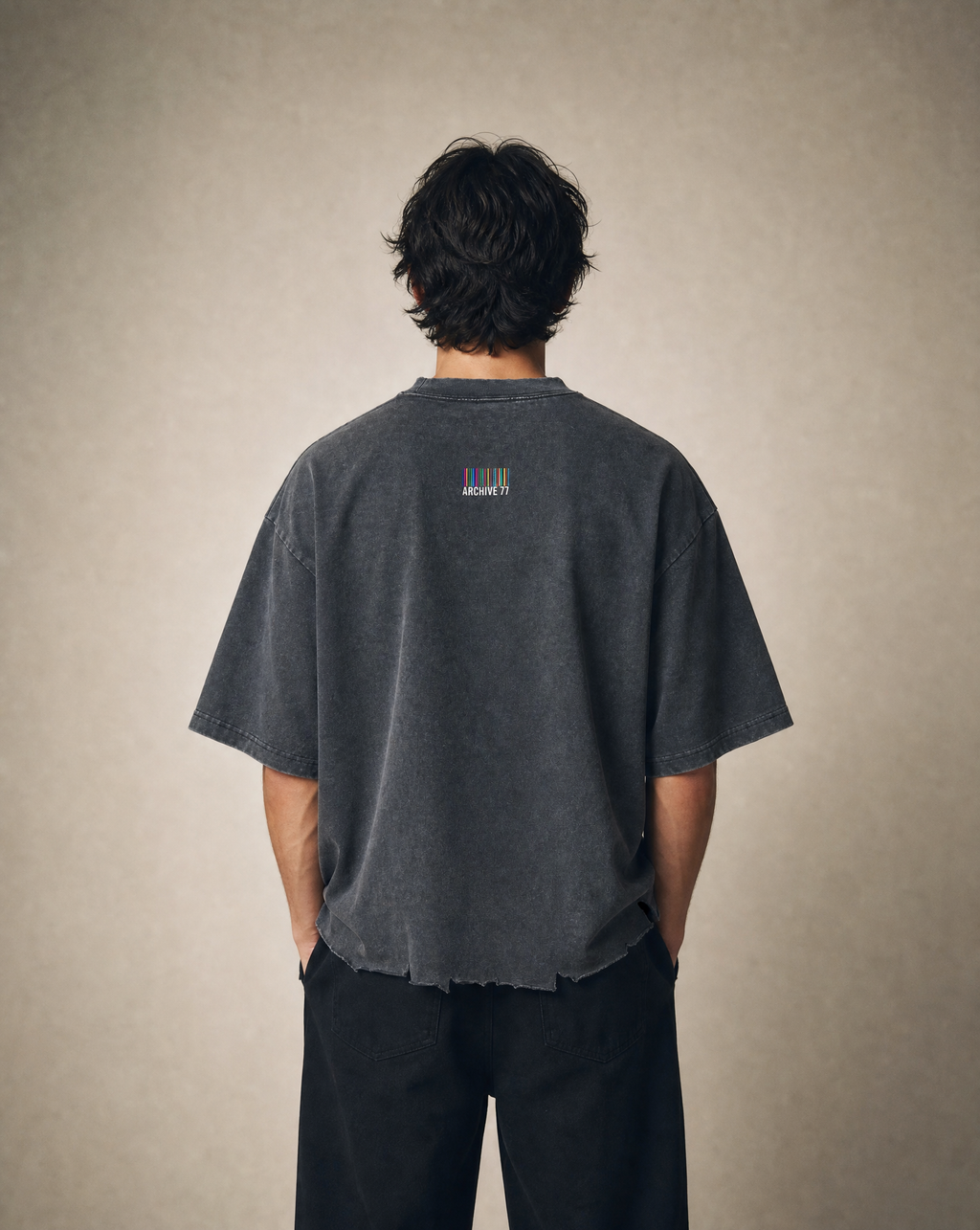 Grey Raw-Hem Oversized T-shirt