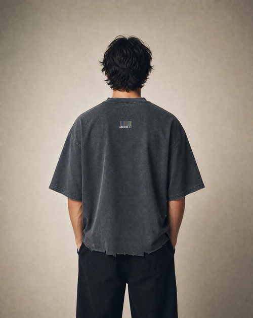 Grey Raw-Hem Oversized T-shirt