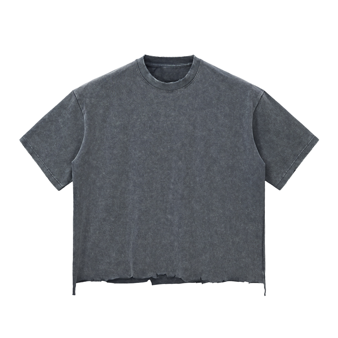 Grey Raw-Hem Oversized T-shirt