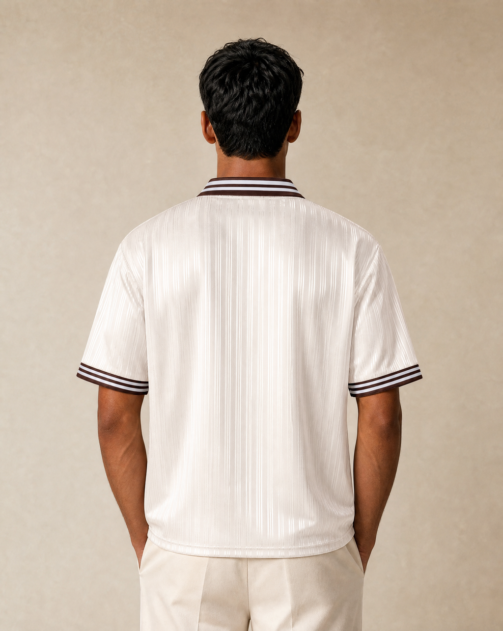 Contrast Stripes Polo Collar