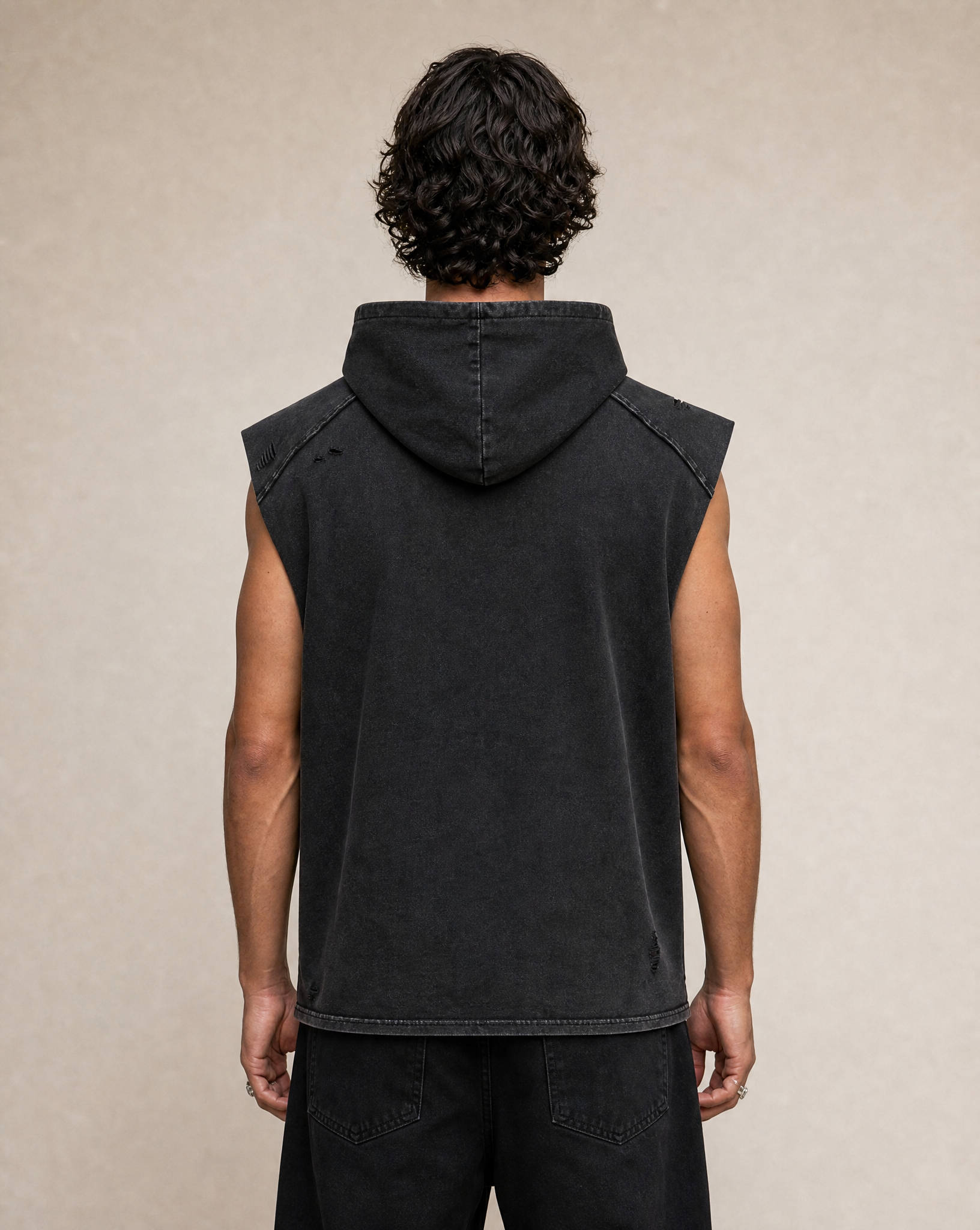 Vintage Washed Sleeveless Hoodie